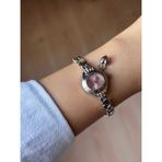 Ince Kalpli Kordon Vintage Çelik Gümüş Minimal Pembe Kasa Charmlı Kadın Kol Saati -57