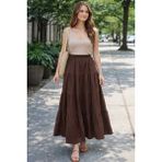 İnce Moda Giyim Yüksek Bel Maxi Etek – 2 Model Seçenekli (Antrasit & Kahve) - Kahverengi