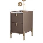 İnce Orta Yüzyıl Yan Sehpa Modern Komidin 2 Çekmeceli Minimalist Sinterstone Küçük Alanlar için Komodin 40x35x55 cm (15.7x13.7x21.6 inç)