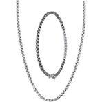 Ince Spor Model Erkek Çelik Zincir Kolye ve Bileklik Set 3mm ECK07S - Metalik Gri - 3 mm