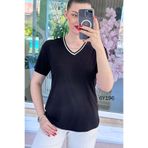 İnce Topuk V Yaka Biyeli Viskon Bluz 6y196