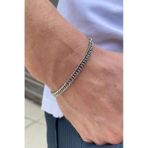 İnce Yassı Sık Zincirli Spor Erkek Çelik Zincir Bileklik 3mm 21cm Eck13b Gümüş