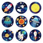 Incholl Uzay çıkartmalar 180 adet yuvarlak uzay gezegen Sticker kiti yabancı UFO dekorasyon uzay parti malzemeleri roket iyilik