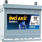 İnci Akü Maxim A Ters Kutup Gorilla Asia 12 V 55 Ah 500 cca Akü