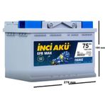 İnci Akü Start-Stop EFB MAX Tigris 12V 75A Akü