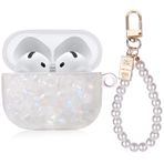 İnci Bilek Zincirli AirPod 4 Kılıfı, Bling Mermer Tasarım Sert TPU Kapak [Aktif Gürültü Önleme] AirPods 4. Nesil 2024 için Çıktı