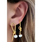 Inci Detaylı Gümüş Altın Kaplama Tasarım Küpe