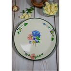 İnci Emaye 40 No krem Emaye Sini Sofra, Yemek Sunum Tepsi, Yer Sofrası Çinko ~38 Cm