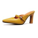 İnci Kayışlı Sivri Burunlu Topuk Kadınlar için Slingback Topuklu Ayakkabılar Rahat Moda Elbise Katırlar Ofis, Düğün, Parti için Pompalar Üzerinde Kayma Sarı 37 EU