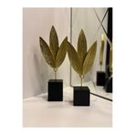 İnci line souvenırs Modern Altın Yaprak Dekoratif Biblo 2’li Set Gold Lüks Salon Ev Dekoru Masa Üstü Aksesuar