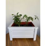 inci mobilya ahşap dekoratif ahşap saksı beyaz 50x30x27