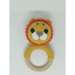 İnci Mode Yenidoğan Aslan Çıngırak Amigurumi Örgü Diş Kaşıyıcı Ham Ahşap Organik Oyuncak Karışık Renkli
