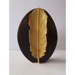 İnci Mum Kuş Tüyü Kabartmalı Oval 23x15x5 cm 1329 gr Siyah Dekoratif Mum