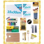İnci Tuval Mix Elit Sanatsal Malzeme Seti Karışık Hediye Kutusu (Tuval,zemin Fırça,spatula,boya)