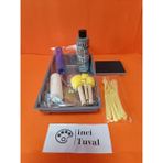 İNCİ TUVAL Mobilya Set Ahşap Boyama Selfy Decor Vizon 240cc Boya Kendinden Vernik Ponpon Rulo Spatula