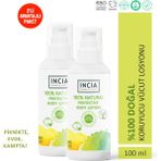 INCIA %100 Doğal Koruyucu Vücut Losyonu Sprey Yenidoğan Bebek Çocuk İçin Limon Okaliptus Vegan 100 ml X2 Adet