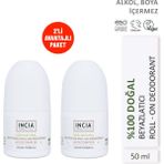 INCIA %100 Doğal Roll On Deodorant Beyazlatıcı Ter Kokusu Önleyici Leke Yapmayan 50 ml X2 Adet