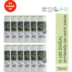 Incıa Doğal Sıvı Kastil Sabunu Besleyici Zeytinyağlı Saf Kastil Sabun Seyahat Boyu 50 ml X12 Adet