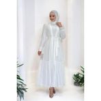 Incili Abaya ve Elbise Takım 8491 Ekru - 42