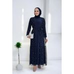 Incili Abaya ve Elbise Takım 8491 Lacivert - 42