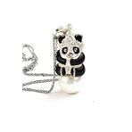 Incili mine işçiliği 925 ayar gümüş tasarım panda kolye