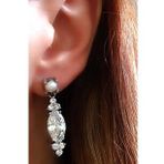 İncili zirkon taşlı gümüş lüks küpe