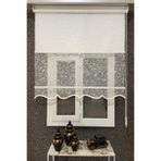 İNCİLİFE Çift Mekanizmalı Bulut Desenli Tül ve Stor Perde, 90 x 200 cm, Kırık Beyaz, Alüminyum Kasa İCL348