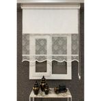 İNCİLİFE Çift Mekanizmalı Damaks Desenli Tül ve Stor Perde, 125 x 200 cm, Kırık Beyaz, Alüminyum Kasa İCL349-33
