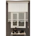 İNCİLİFE Çift Mekanizmalı Taş Desenli Tül ve Stor Perde, 110 x 260 cm, Kırık Beyaz İCL404