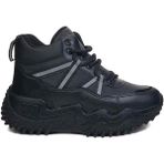 Incim ®| Hill Kadın Siyah Rahat Konforlu Kalın Yüksek Taban Günlük Yürüme Spor Ayakkabısı ve Sneaker - 00-Siyah