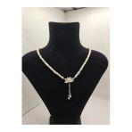 İnciora Jewelry Gerçek Doğal İnci, Gümüş Lotus Çiçek Figürlü 4-5 Mm İnci Kolye 40 Cm