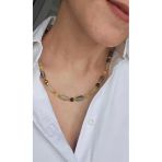 İnciora Jewelry Gerçek Doğal Taşlı Prehnit, Kaplan Gözü Ve Sitrin Taşlı Kolye