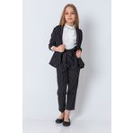 incity Kız Çocuk Önü Açık Çizgili 3/4 Kollu Blazer Ceket
