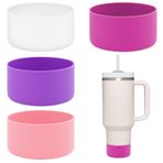 Incycall Stanley Cup aksesuarları için 4'lü paket silikon koruyucu manşet - Quencher Adventure 40oz, IceFlow 20oz/30oz, Hydro Flask 12oz/20oz (pembe seri)