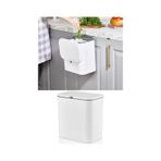 İndecor Houseware 15 Litre Fonksiyonel Kapaklı Banyo Ve Mutfak Tezgahüstü Çöp Kovası Dolap Ve Duvar Aparatlı 15 Lt. Beyaz
