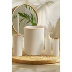 İndecor Houseware Liza 4'lü Banyo Seti Beyaz - Çöp Kovası WC Fırçası Sıvı Sabunluk Diş Fırçalık