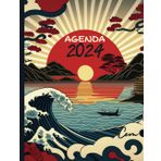 Independently published AGENDA 2024: couverture style japon, 1 semaine sur 2 pages,12 mois de Janvier à Décembre, semainier Grand format A4 21,6x27,9 cm
