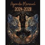 Independently published Agenda Mensuel 2024-2028: Planificateur Mensuel 5 Ans a4, 60 mois De Janvier 2024 A Décembre 2028 | Organisateur Pratique Avec Planning Mensuel A4 | Noir, chat | 166 pages.