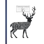Independently published Composition NoteBook| Stag deer butcher cuts Size 8.5 x 11 In| 110 pages Animal Ferret Dinosaur Dog Cat Flamingo Shippuden Cute College Ruled For ... Kids| Students Girls Home School College