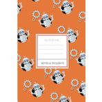 Independently published Orange notebook with funny robot vector illustration on the cover: Notes and thoughts | striped interior