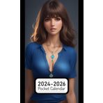 Independently published Pocket Calendar 2024-2026: Two-Year Monthly Planner for Purse, 36 Months from January 2024 to December 2026 | Photorealistic woman | Brown hair | Slim body | Gem pendant