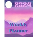 Independently published Weekly Planner 2024, Cool Watercolor Moon Weekly Planner for Organization and Productivity, 52 Week, 122 Page