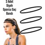 İnderin Sporcu Saç Bandı - Yoga Saç Bandı -Fitness - Outdoor - Standart - Siyah - 3 adet