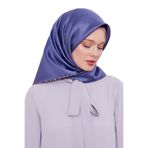 İndigo Çizgili Twill İpek Eşarp