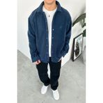 Indigo G Nakışlı Oversize Polar Gömlek - İndigo