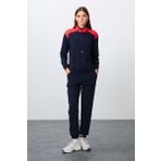 İndigo Kompakt Pamuklu Kalın Pürüzsüz Dokulu Dik Yaka Oversize Fit Kadın Eşofman Takım - 95342