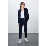 İndigo Kompakt Pamuklu Kalın Pürüzsüz Dokulu Kapüşonlu Oversize Fit Kadın Eşofman Takım - 95343