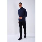 İndigo-Lacivert Erkek Dik Yaka Fermuarlı Standart Kalıp Klasik Paça Eşofman Takımı-85152