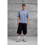 Indigo Rolling Stone Yazılı Oversize Tshirt - M - İndigo