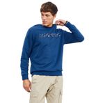 İndigo Yazı Nakışlı O Yaka Rahat Form Erkek Sweatshirt - 88020 S İndigo